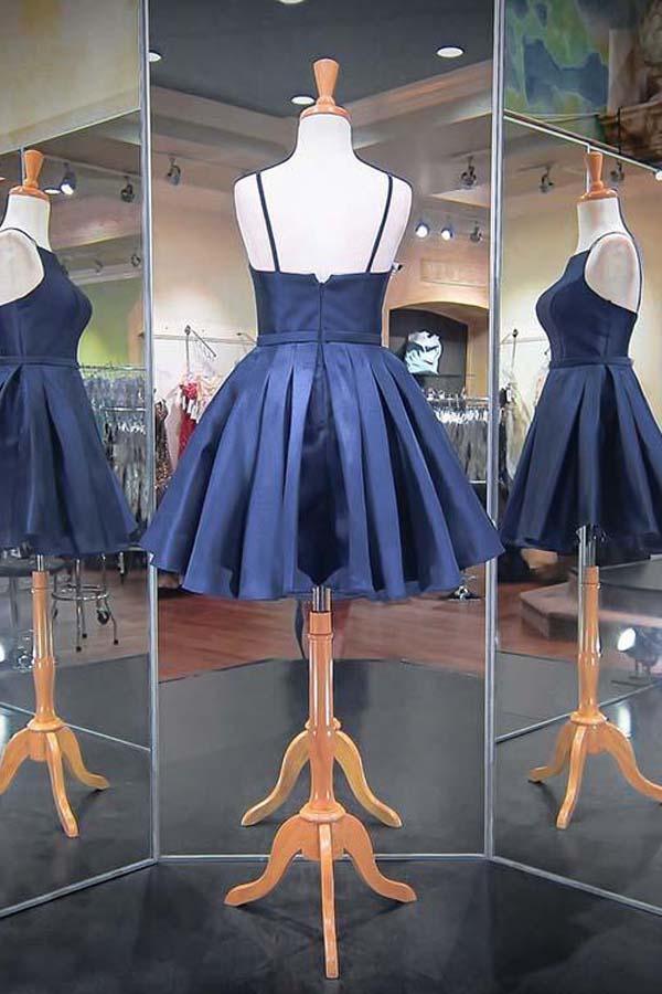 Fashion Spaghetti Straps Satin Homecoming Dresses