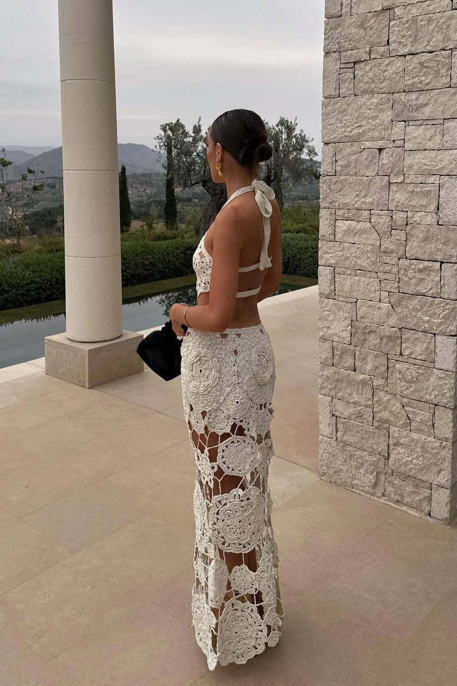 Halter Knit Backless Cutout Maxi Dress