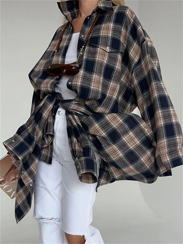 Camisas Tossy Lapel Otoño 2023, prendas de vestir exteriores de moda para mujer, contraste de manga larga, patchwork, elegante abrigo para mujer, cárdigan, camisas para mujer 