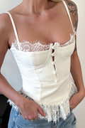 Sheer Lace Trim Cami Top Elegant