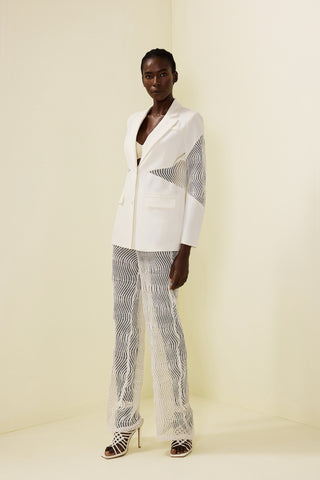 Wavy Line Jacquard Blazer