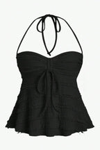 Asymmetrical Tie Halter Bikini Set