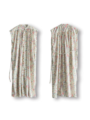 Women Summer Vintage Floral Drawstring Button Cardigan Dress
