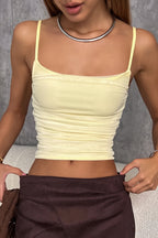 Ruched Mesh Slim Tank Top