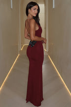 Sexy Solid Sequin Butterfly Open Back Maxi Dress