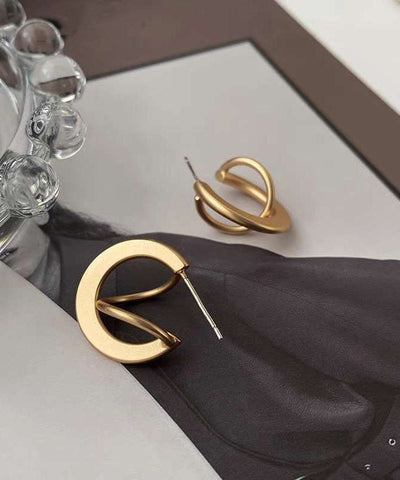 Pendientes de estilo frío para mujer con anillo superpuesto de oro DIY 
