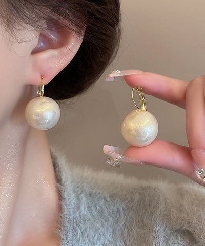 Elegant White Alloy Pearl Drop Earrings