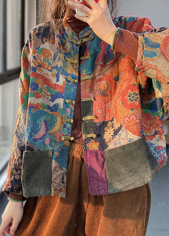 Vintage Rote Taschen Knopfdruck Herbst Langarm Mantel 