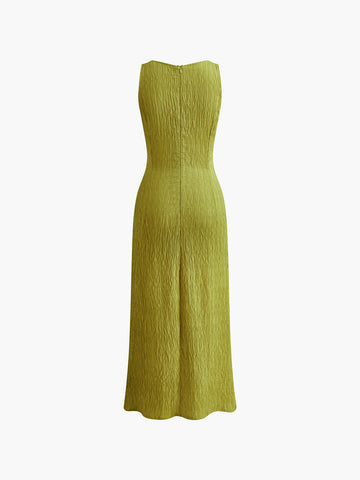 Vestido midi de tirantes con cremallera anudada 