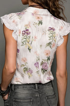 Light Mercerized Floral Lace Blouse