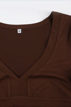 Vintage Floral Embroidery Tie Waist V Neck T-shirt