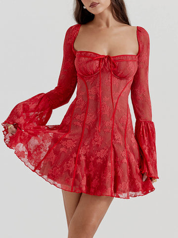 Scarlet Enchantress - Lace Corset Mini Dress