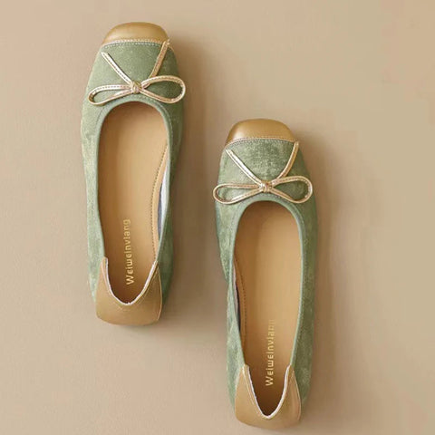 Women Flats Bow Ballet Dance Shoes Elegant Shallow Soft Sole Sandals 2024 Autumn Designer New Shoes Dress Party Mujer Zapatillas