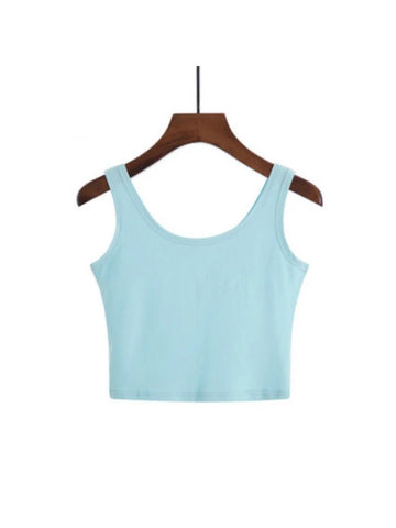 Camisola sexy de moda 2024 para mujer, color caramelo, corta, 100 % algodón, informal, sin mangas, corta 