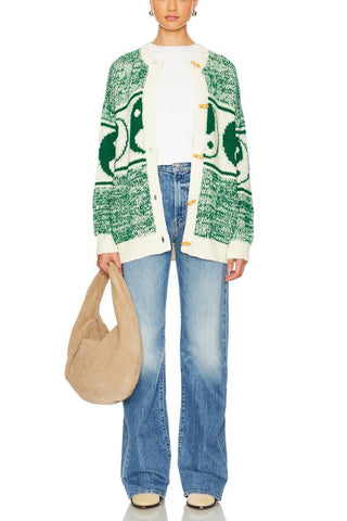 Opposites Attract Knit Yin-yangs Print Crewneck Oversized Cardigan