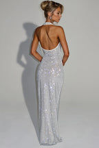 Sequin Deep V-Neck Bodycon Maxi Dress