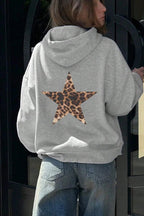 Star Print Loose Fit Pullover Hoodie