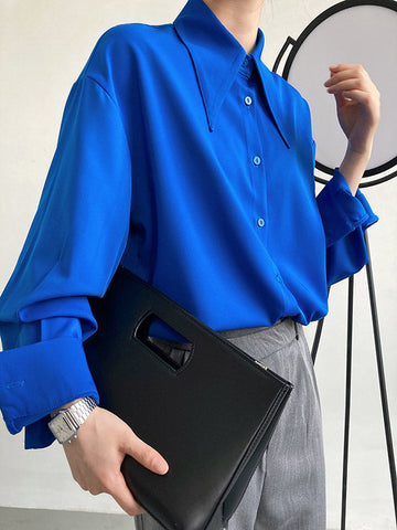 Blusa elegante de manga larga en tres colores lisos 