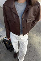 Loose Fit Retro Leather Jacket