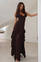 Sexy Ruffle Slit Cami Maxi Dress