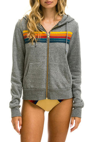 Abrigo con capucha y manga larga con bolsillo con cremallera en contraste 