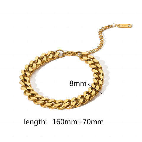 Pulseras de cadena de acero y titanio dorado con hueso de serpiente 