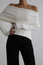 Slim Fit Slit Neck Long Sleeve Knit Top