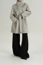 Chic Solid Wool Warm Loose Mock-neck Coat