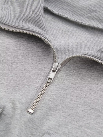 Spring Summer Women Clothing Stand Collar Loose Pockets Decorative Sweater