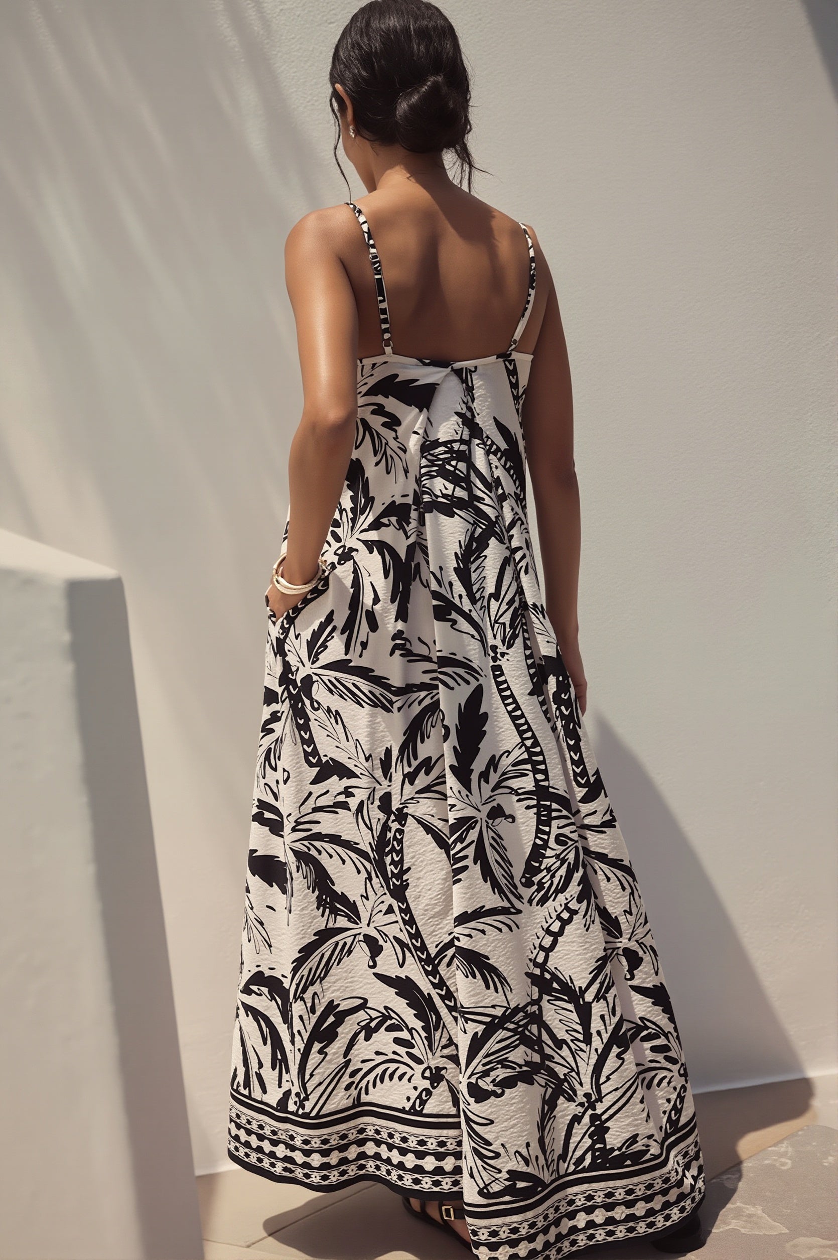 Vacation Coconut Print Loose Boho Dress