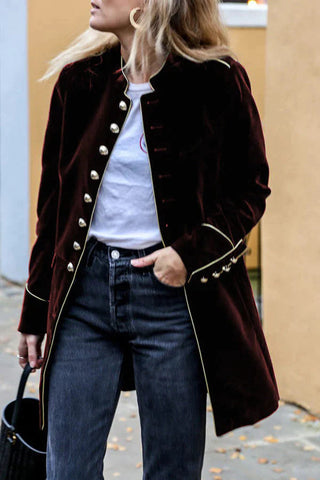 Bohemian Rhapsody – Zweireihiger Mantel mit Klappe aus Samt 