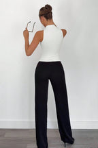 Cut Out Shoulder High Neck Stretch Tank Top