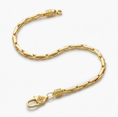 Pulsera de cadena bizantina Vajra de plata de ley y oro