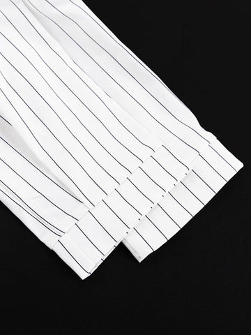 Blusas de solapa a rayas con aberturas laterales, mangas largas y corte irregular 