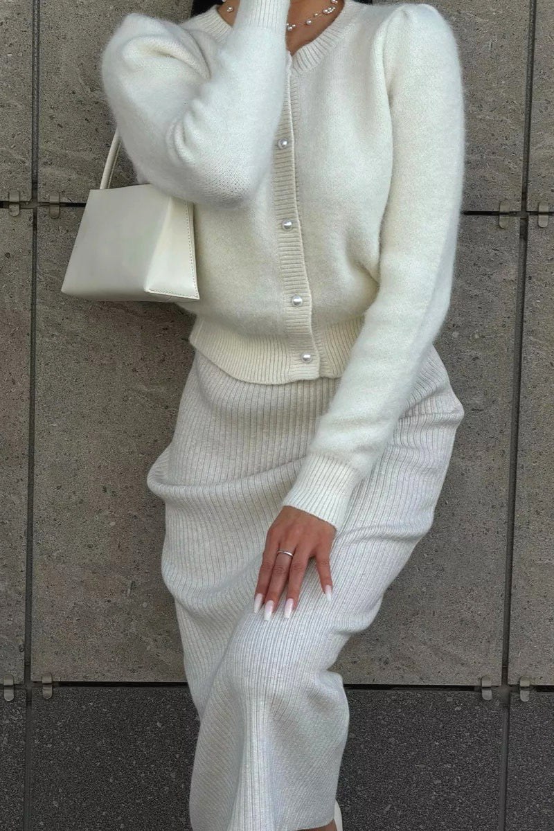 Solid Minimalist Relaxed Long Sleeve Knit Cardigan