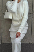 Solid Minimalist Relaxed Long Sleeve Knit Cardigan