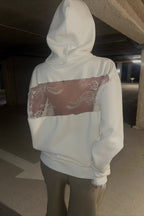 Lace Sheer Cutout Patchwork Hoodie