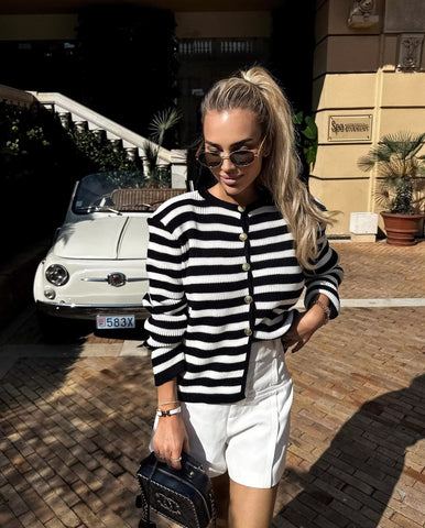 Early Autumn Women Clothing Casual Classic All Match Knitted Cardigan