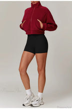 Fleece Athletic Stand Collar Zip Yoga Jacket