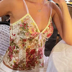 Floral Lace Tie-Up Sheer Crop Top