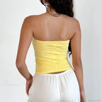 Floral Strapless Bandeau Backless Sleeveless Fairy Coquette Off Shoulder Crop Top