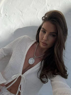 Fold Lace Long Sleeve White Blouse