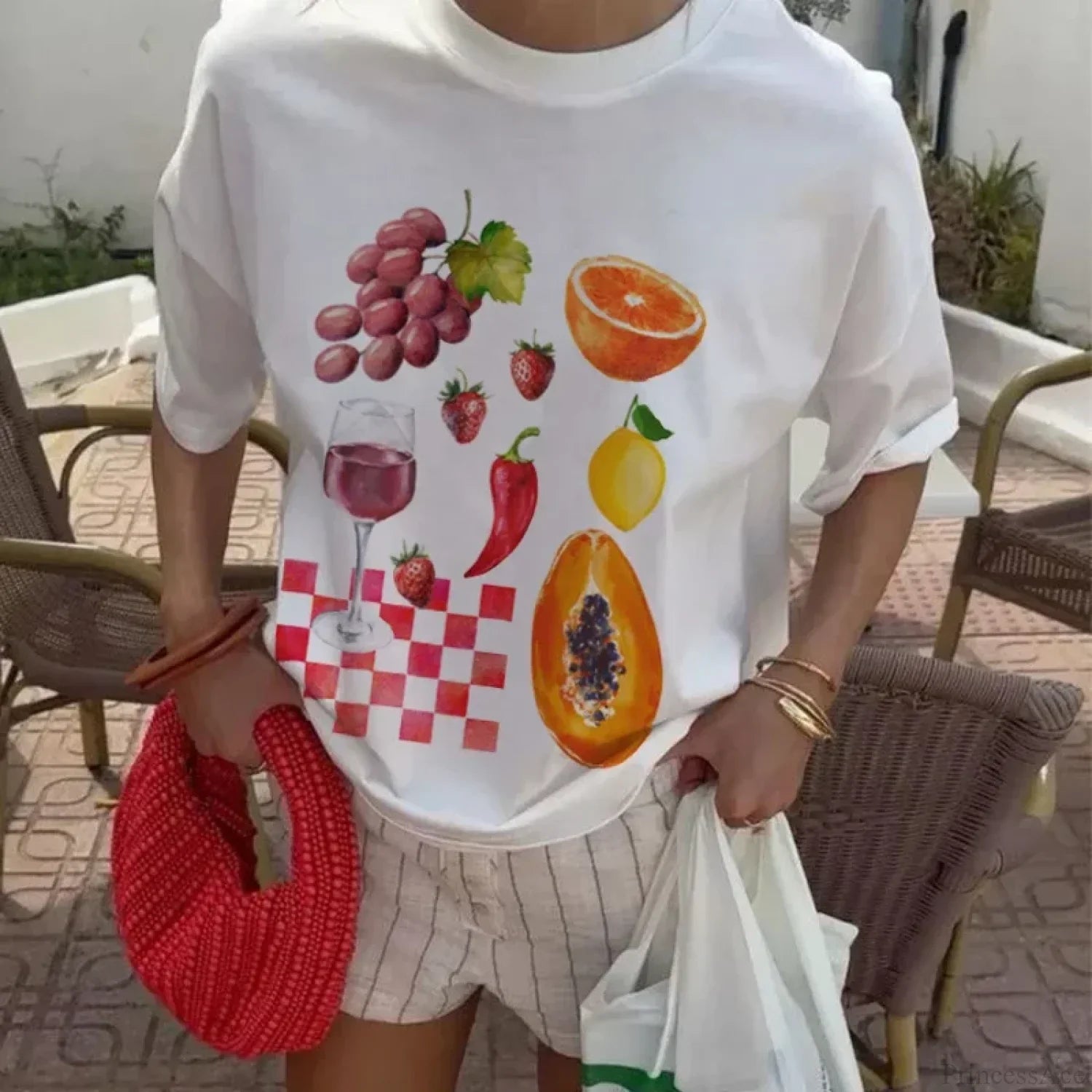 Fruit Wine Printed Oversized T-shirt