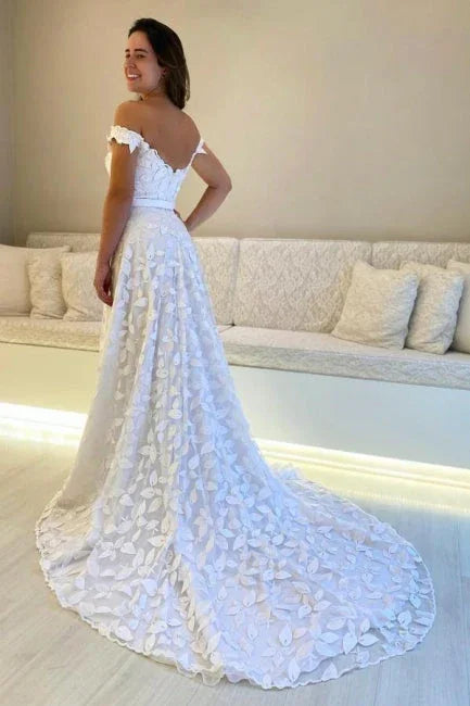 Preciosos vestidos de novia sin mangas de encaje en línea A con escote corazón, apliques y espalda descubierta