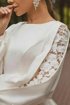 Gorgeous A-Line Satin Long Sleeve Wedding Dress With Appliques