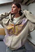 Graffiti Vintage Loose Zip Hoodie