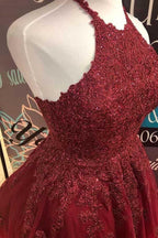 Halter Lace A-Line Cute Backless Homecoming Dress