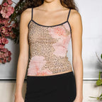 Harajuku Graphic Print Mesh Sheer Backless Aesthetic Spaghetti Strap Crop Top