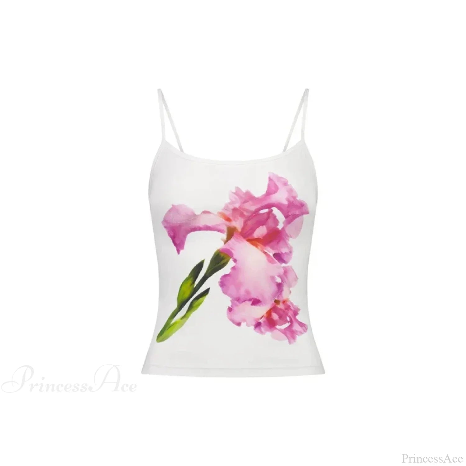 Harajuku Graphic Print Mesh Sheer Backless Aesthetic Spaghetti Strap Crop Top