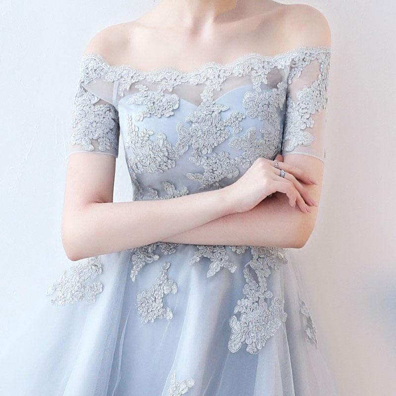 High Low Homecoming Dress Off-the-shoulder Tulle Short Prom Dress